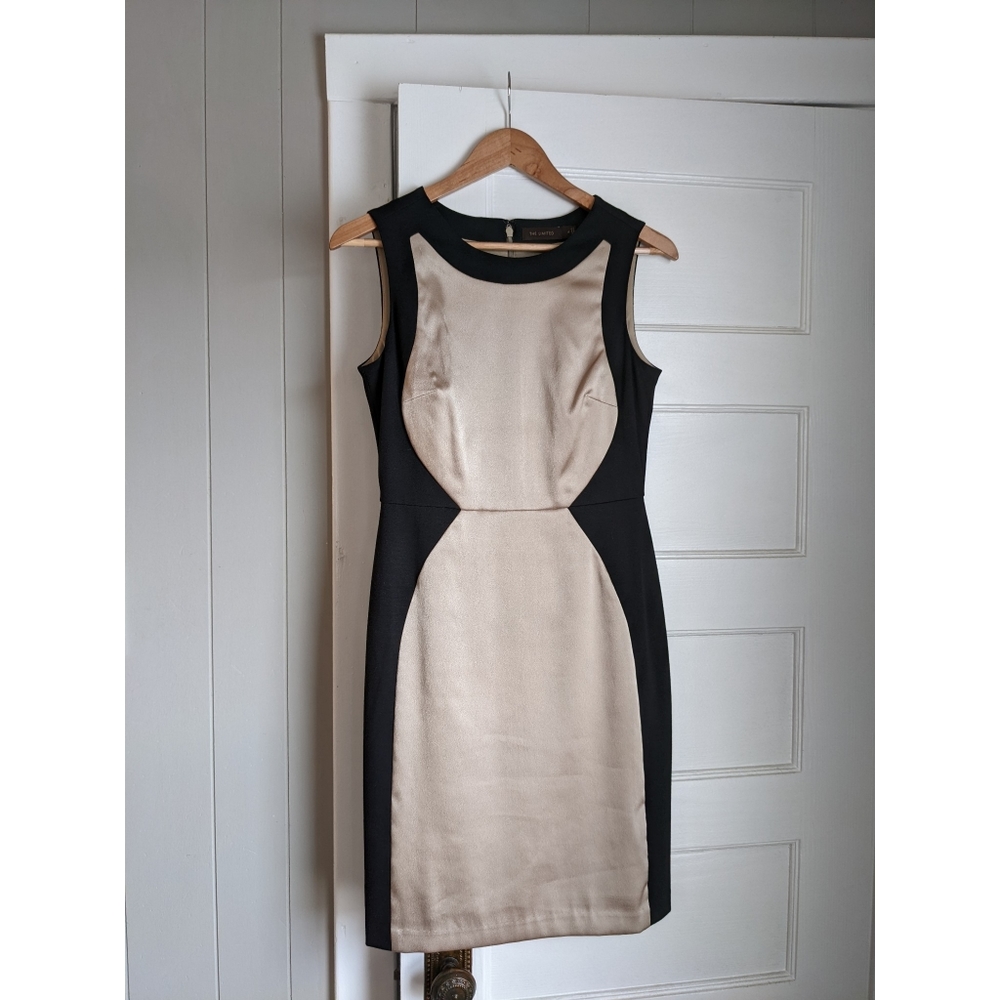 The Limited champagne & black sheath dress